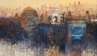 A. Q. Arif, 24 x 42 Inch, Oil on Canvas, Cityscape Painting, AC-AQ-438